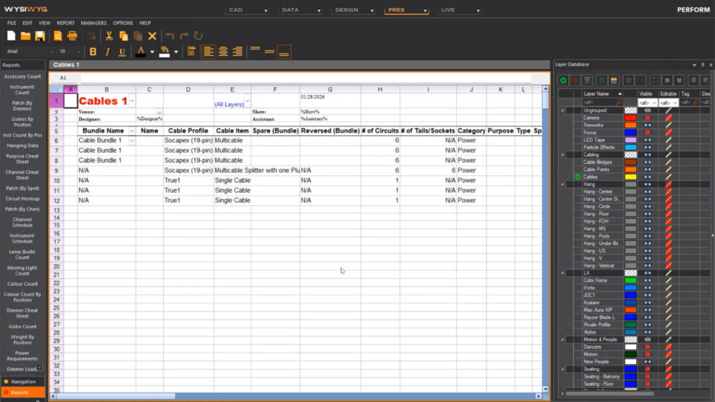 WYSIWYG 2026 Cable Reports - CAST Software