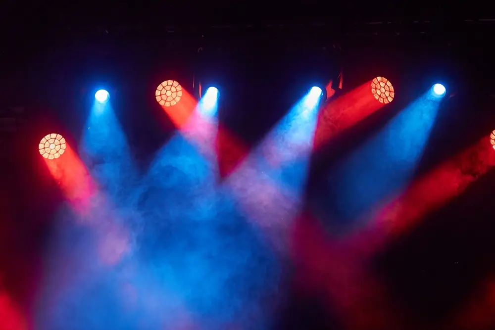 Stage lighting at a concert or event.